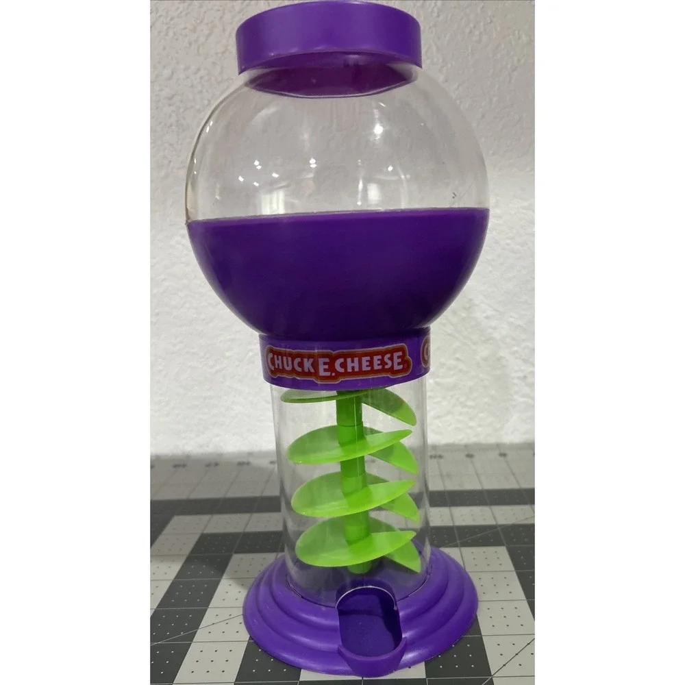 Chuck E Cheese Gumball Machine Marble Candy Purple Green Plastic Fun Toy